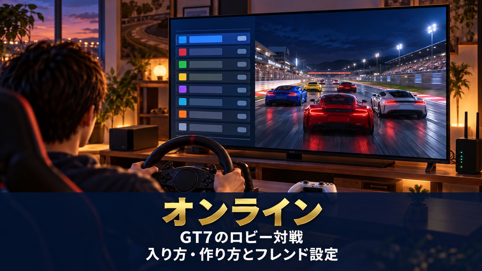 GT7のオンライン対戦のやり方|ロビーでルームに入る・作る手順と、PS Plusの要否・フレンドと走る設定